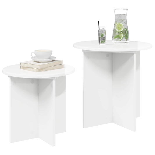 vidaXL Σετ βοηθητικά τραπεζάκια με αποθήκευση 2 pcs Γυαλιστερό Λευκό