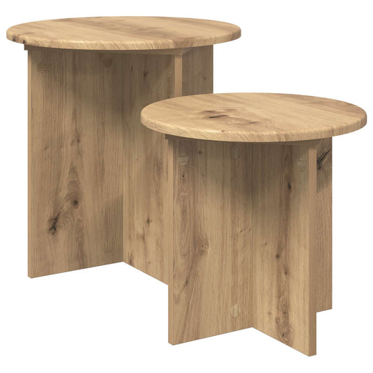 vidaXL Σετ βοηθητικά τραπεζάκια με αποθήκευση 2 pcs Artisan Δρυς