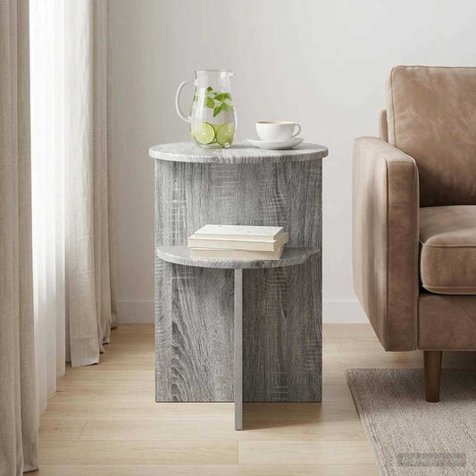 vidaXL Τραπεζάκι Πλευράς με αποθήκευση Γκρι Sonoma Ø 39,5 x 55 εκ.