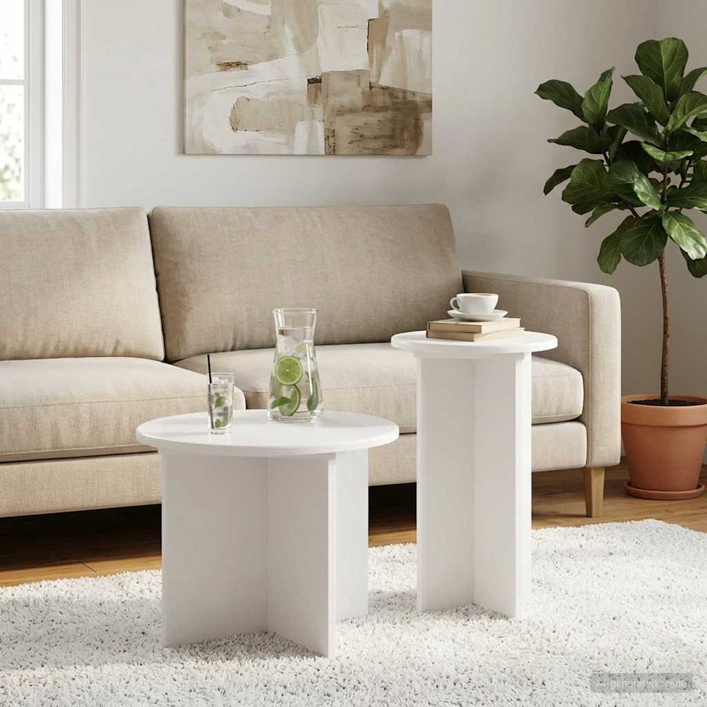 vidaXL Σετ βοηθητικά τραπεζάκια 2 pcs Λευκό Επεξεργασμένο Ξύλο