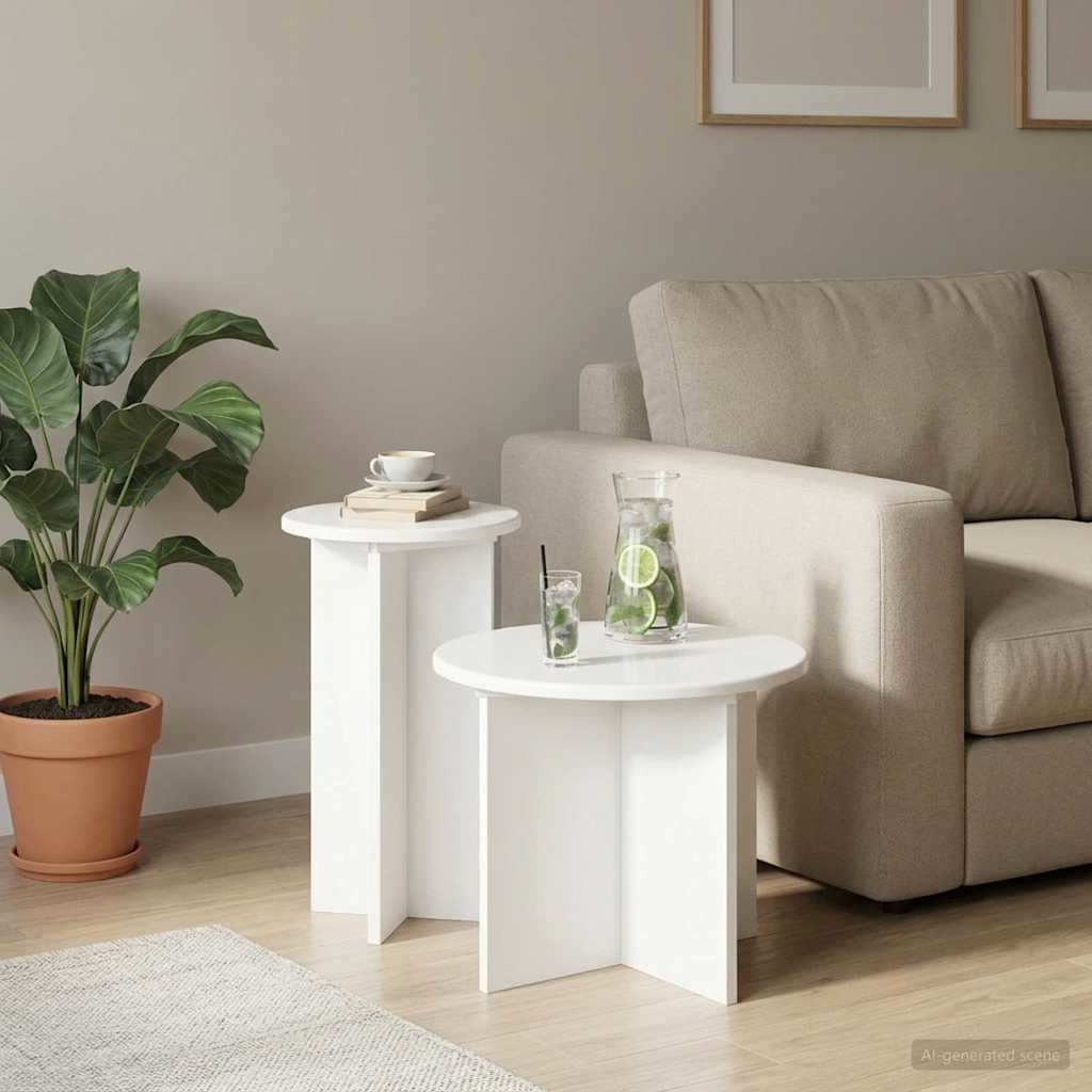 vidaXL Σετ βοηθητικά τραπεζάκια 2 pcs Λευκό Επεξεργασμένο Ξύλο