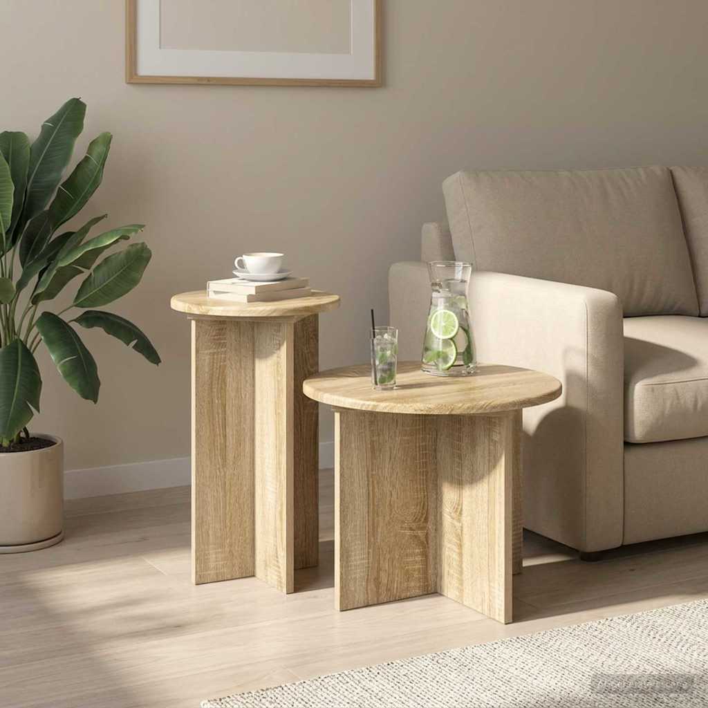 vidaXL Σετ βοηθητικά τραπεζάκια 2 pcs Sonoma Δρυς Επεξεργασμένο Ξύλο