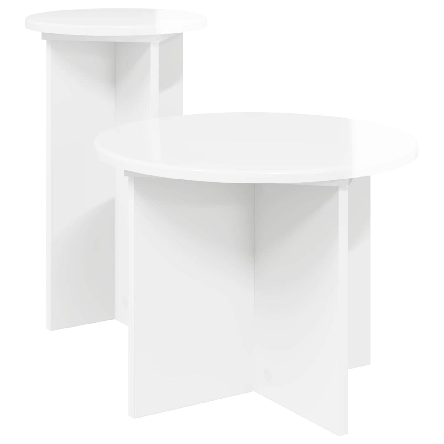 vidaXL Σετ βοηθητικά τραπεζάκια με αποθήκευση 2 pcs Γυαλιστερό Λευκό