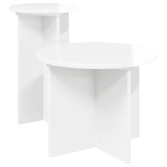 vidaXL Σετ βοηθητικά τραπεζάκια με αποθήκευση 2 pcs Γυαλιστερό Λευκό