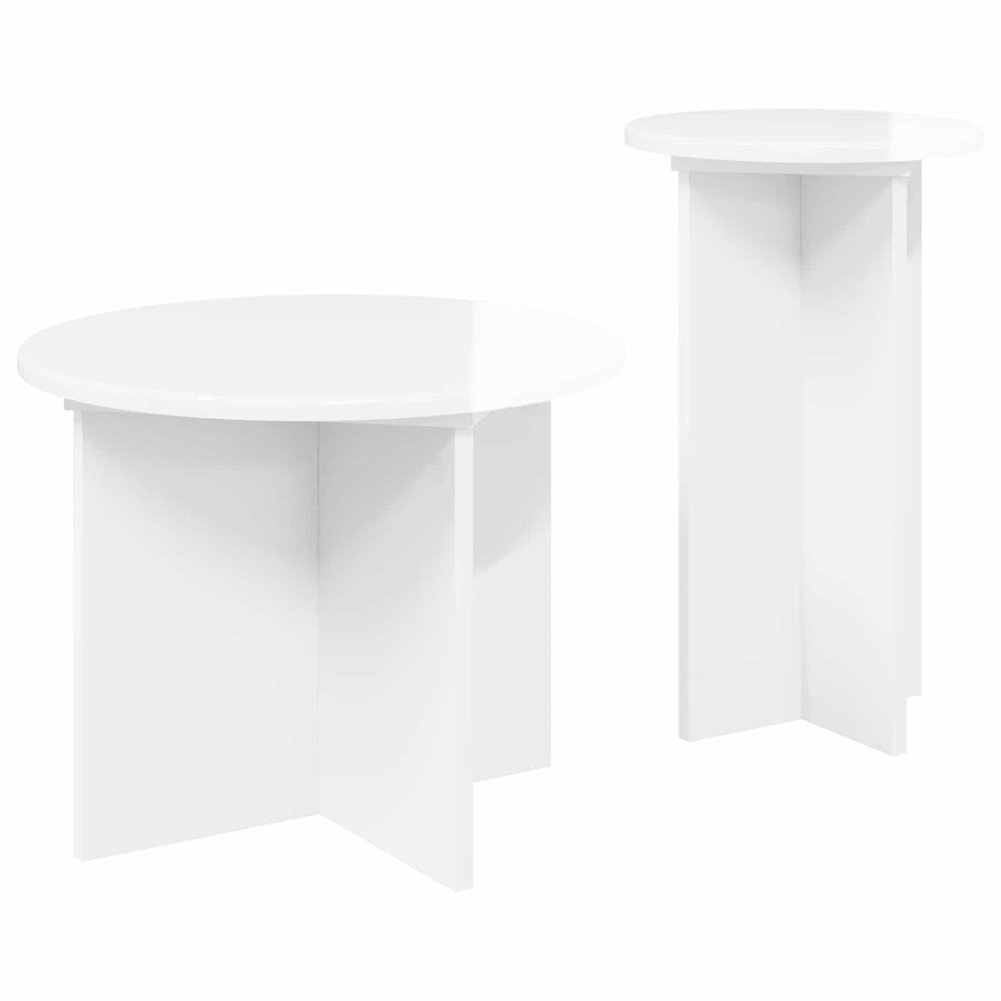 vidaXL Σετ βοηθητικά τραπεζάκια με αποθήκευση 2 pcs Γυαλιστερό Λευκό