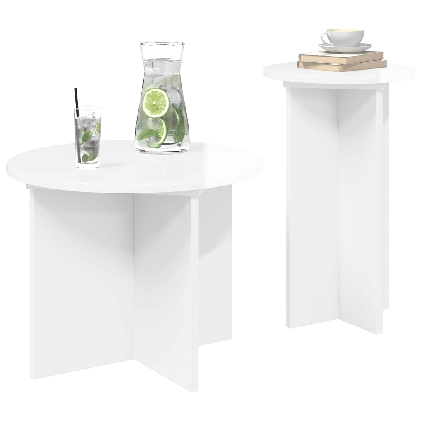 vidaXL Σετ βοηθητικά τραπεζάκια με αποθήκευση 2 pcs Γυαλιστερό Λευκό