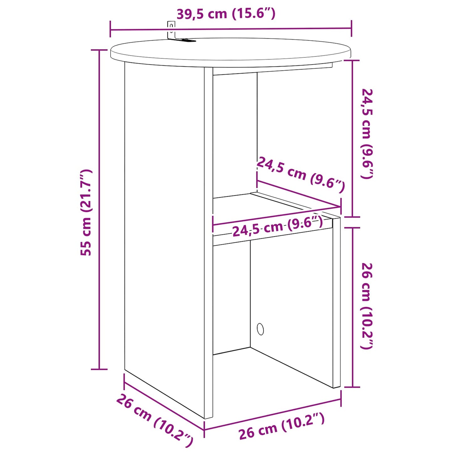 vidaXL Τραπεζάκι Πλευράς Artisan Δρυς Ø 39,5 x 55 εκ.