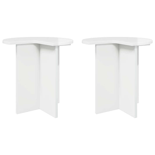 vidaXL Τραπεζάκι Πλευράς 2 pcs Γυαλιστερό Λευκό Ø 39 x 38 εκ