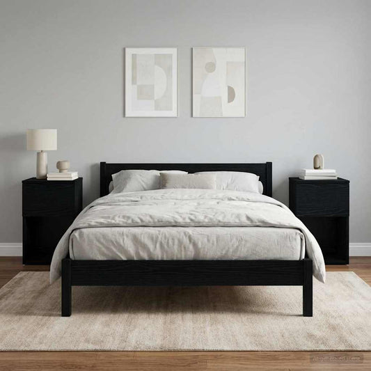 vidaXL Ντουλάπι κρεβατιού 2 τμχ. Μαύρη Δρυς 29 x 31,5 x 49 εκ