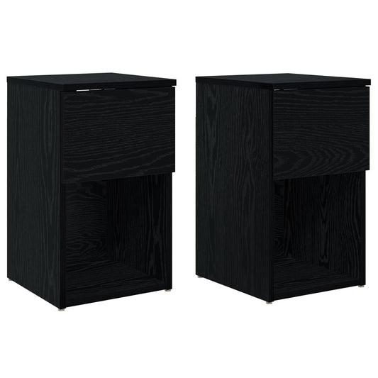 vidaXL Ντουλάπι κρεβατιού 2 τμχ. Μαύρη Δρυς 29 x 31,5 x 49 εκ