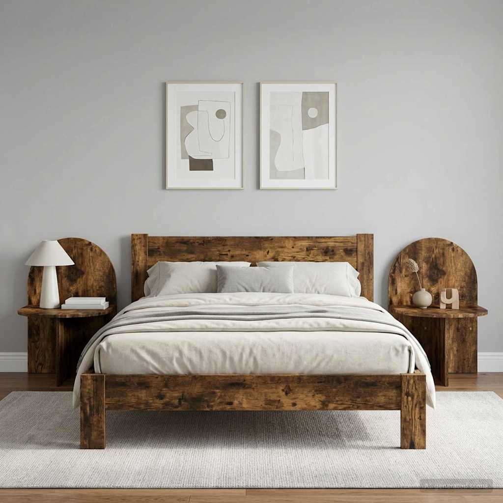 vidaXL Κομοδίνο 2 τμχ. Καπνισμένο Ξύλο Δρυός 48 x 49 x 65 εκ.