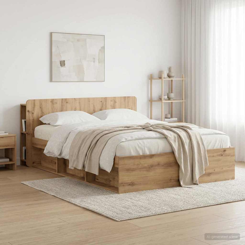 vidaXL Κρεβάτι με Κεφαλάρι Artisan Δρυς 160 cm Επεξεργασμένο Ξύλο