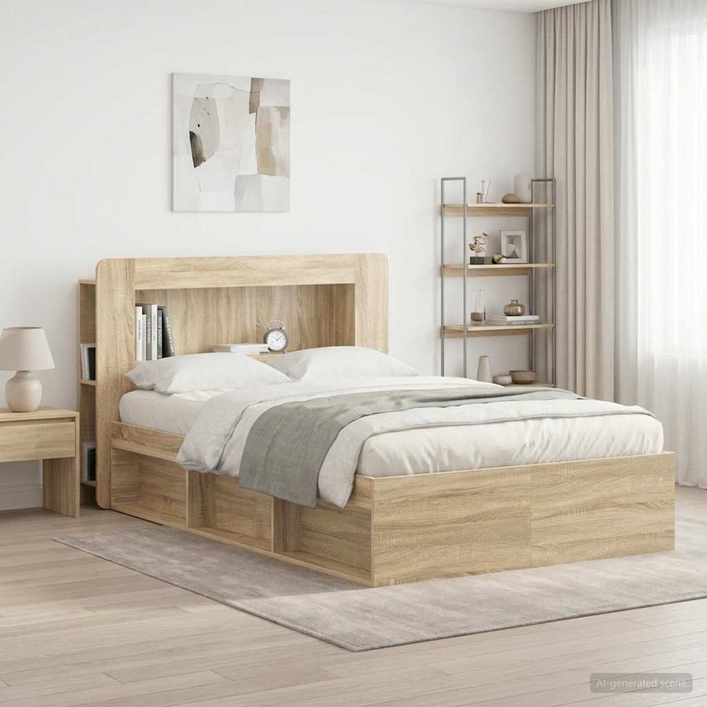 vidaXL Κρεβάτι με Κεφαλάρι Sonoma Δρυς Μηχανικά επεξεργασμένο ξύλο