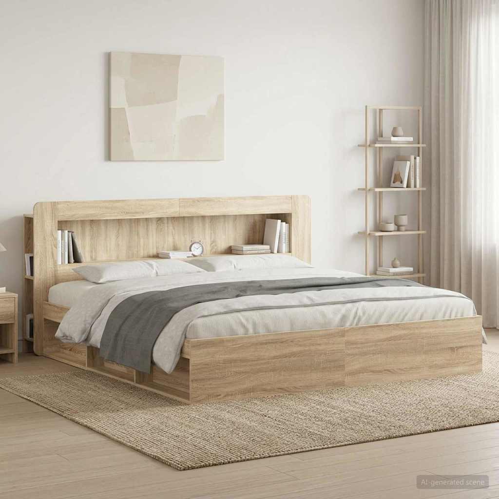 vidaXL Κρεβάτι με Κεφαλάρι Sonoma Δρυς Μηχανικά επεξεργασμένο ξύλο