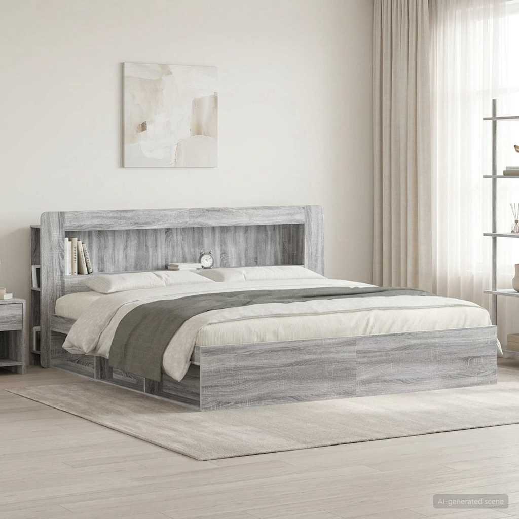vidaXL Κρεβάτι με Κεφαλάρι Γκρι Sonoma Μηχανικά επεξεργασμένο ξύλο