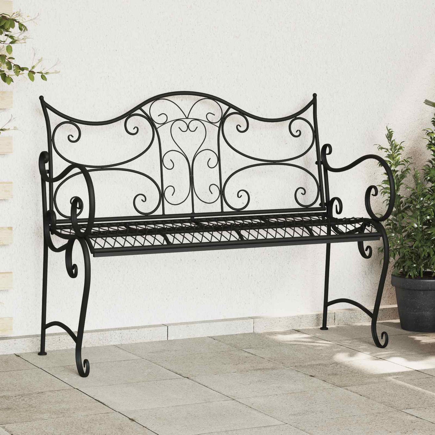 vidaXL Παγκάκι κήπου 2-Αριθμός καθισμάτων 114 x 56,5 x 90 εκ. Ατσάλι