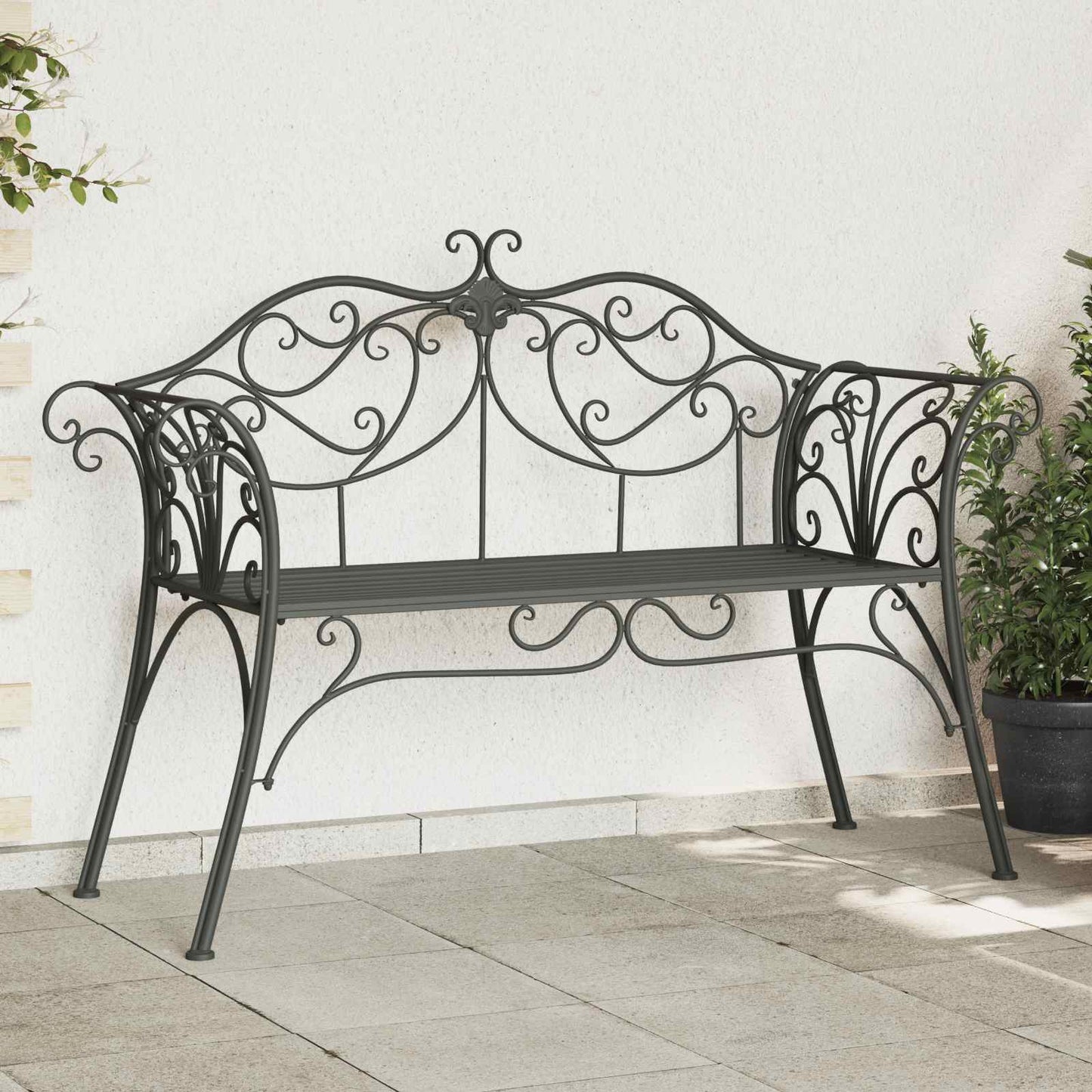 vidaXL Παγκάκι κήπου 2-Αριθμός καθισμάτων 130 x 47 x 90 εκ. Ατσάλι