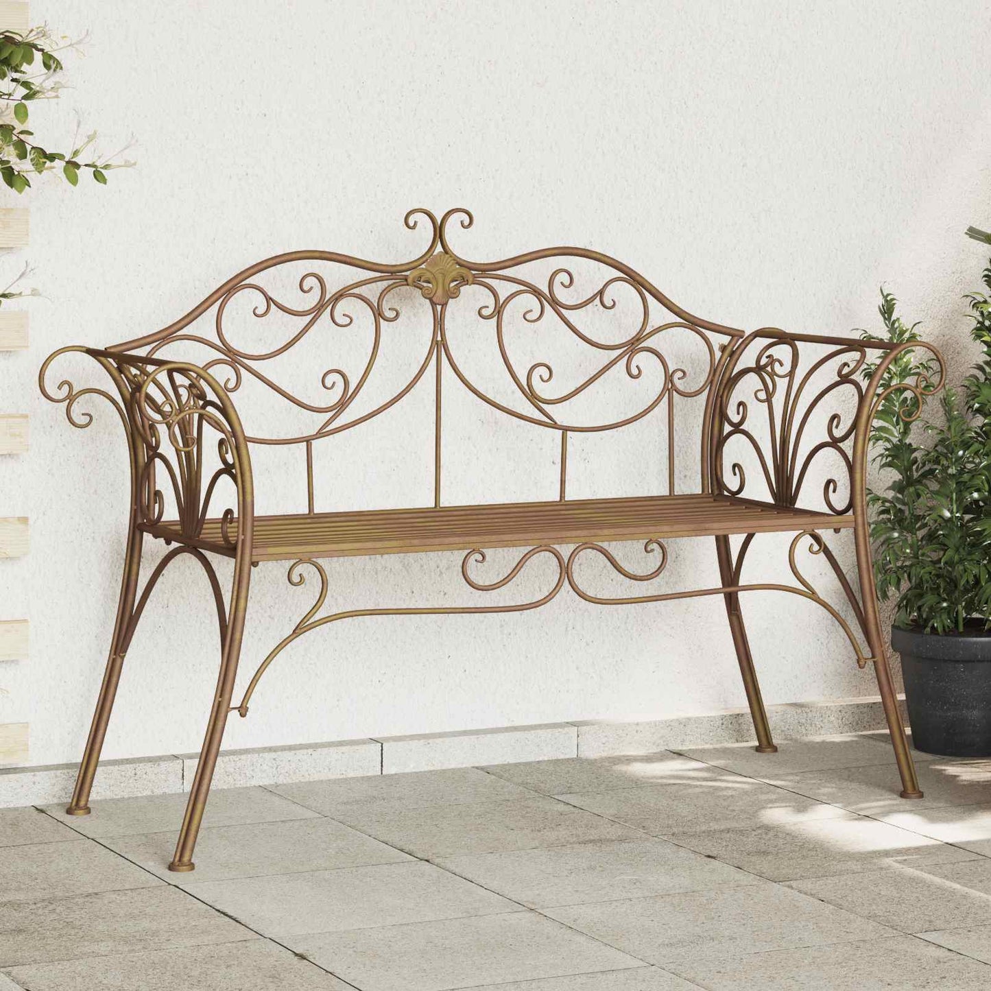 vidaXL Παγκάκι κήπου 2-Αριθμός καθισμάτων 130 x 47 x 90 εκ. Ατσάλι