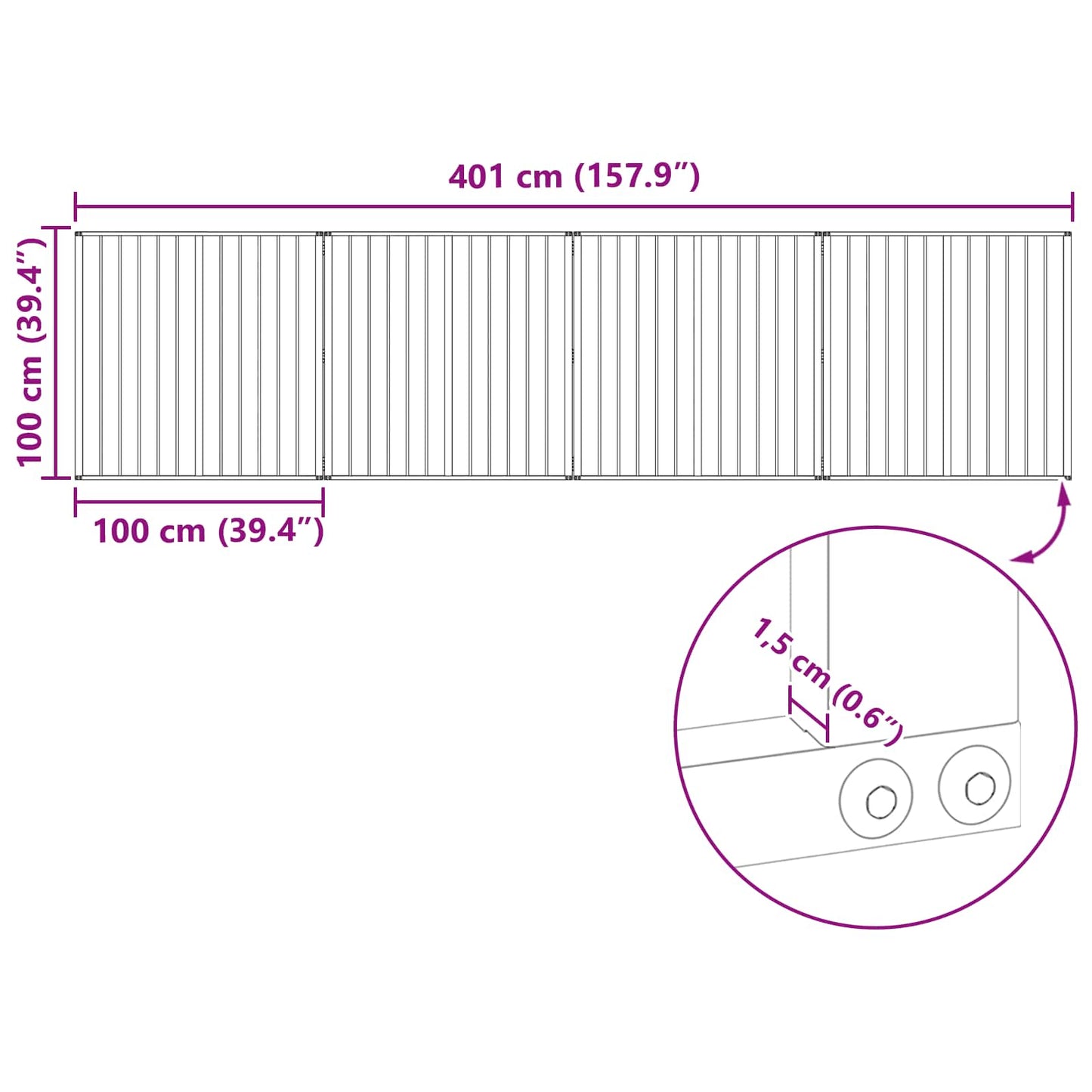 vidaXL Πόρτα Σκύλου 4 τμχ. Μαύρο 100 x 100 cm Επικαλυμμένος Χάλυβας