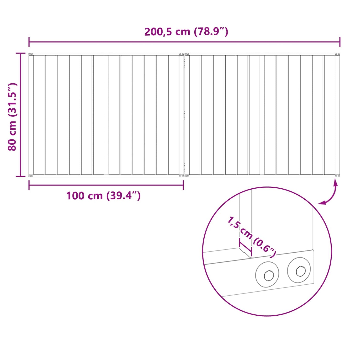 vidaXL Πόρτα Σκύλου 2 τμχ. Μαύρο 100 x 80 cm Επικαλυμμένος Χάλυβας