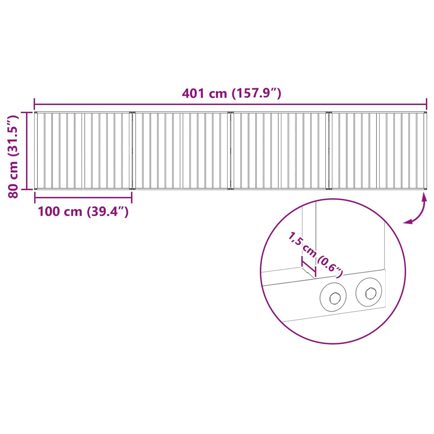 vidaXL Πόρτα Σκύλου 4 τμχ. Μαύρο 100 x 80 cm Επικαλυμμένος Χάλυβας