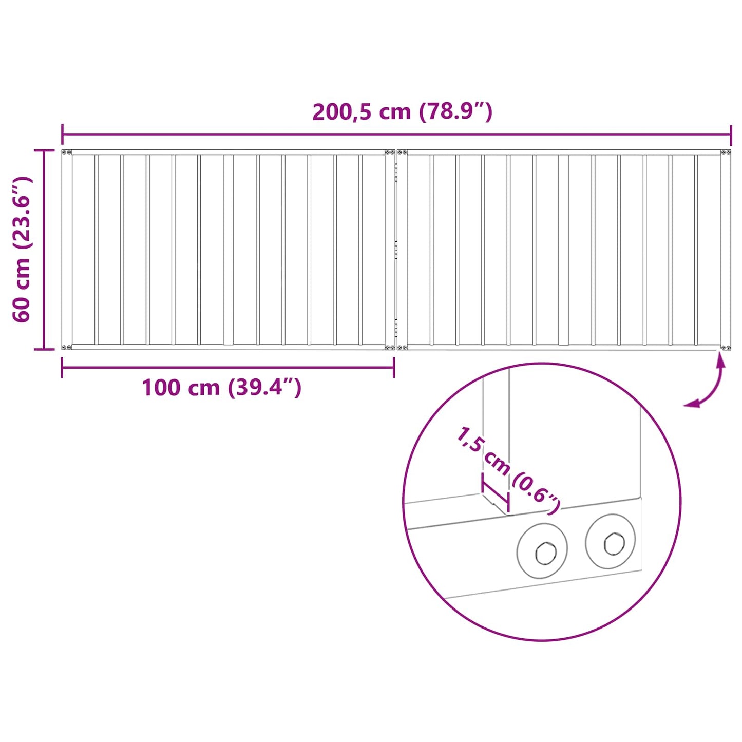 vidaXL Πόρτα Σκύλου 2 τμχ. Μαύρο 100 x 60 cm Επικαλυμμένος Χάλυβας
