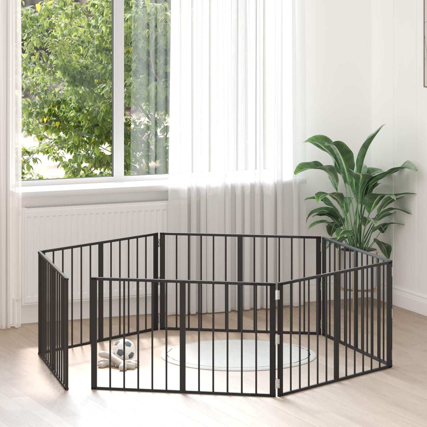 vidaXL Πόρτα Σκύλου 6 τμχ. Μαύρο 100 x 60 cm Επικαλυμμένος Χάλυβας