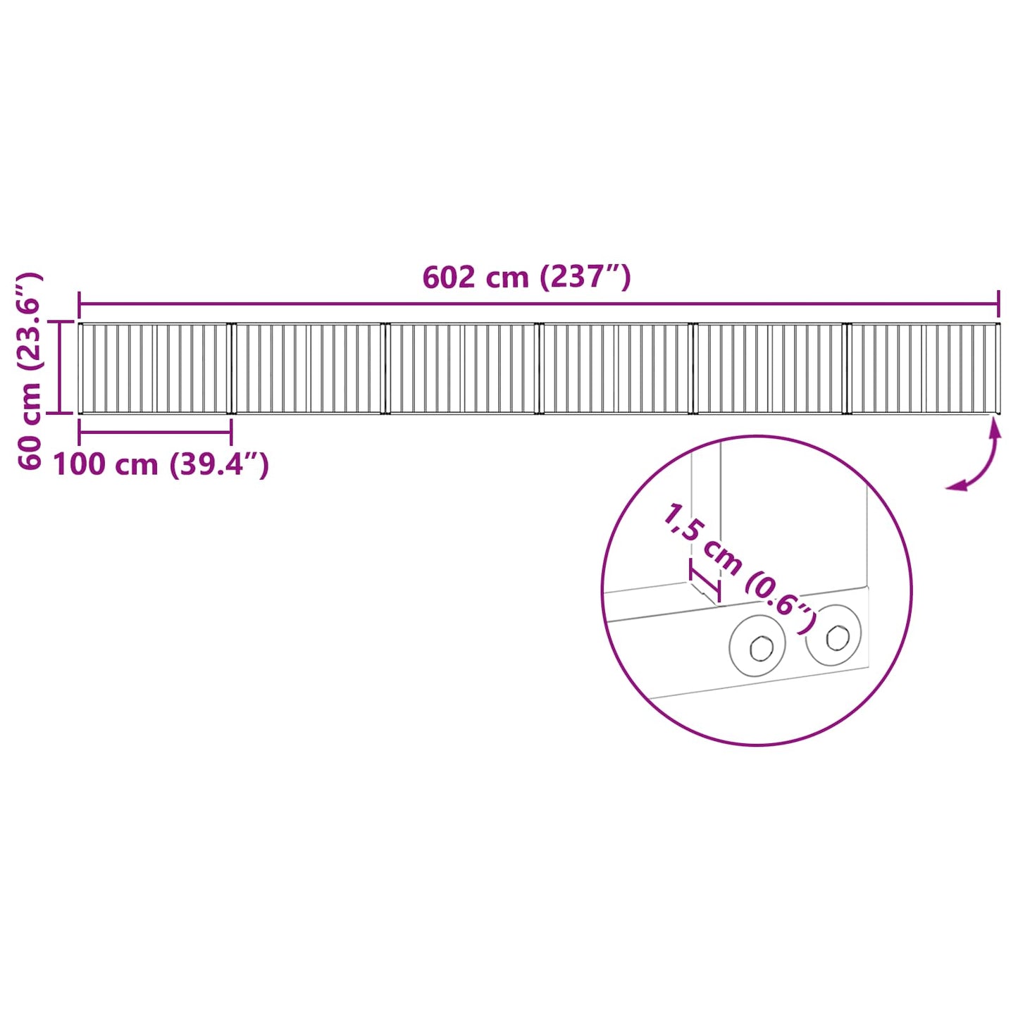 vidaXL Πόρτα Σκύλου 6 τμχ. Μαύρο 100 x 60 cm Επικαλυμμένος Χάλυβας