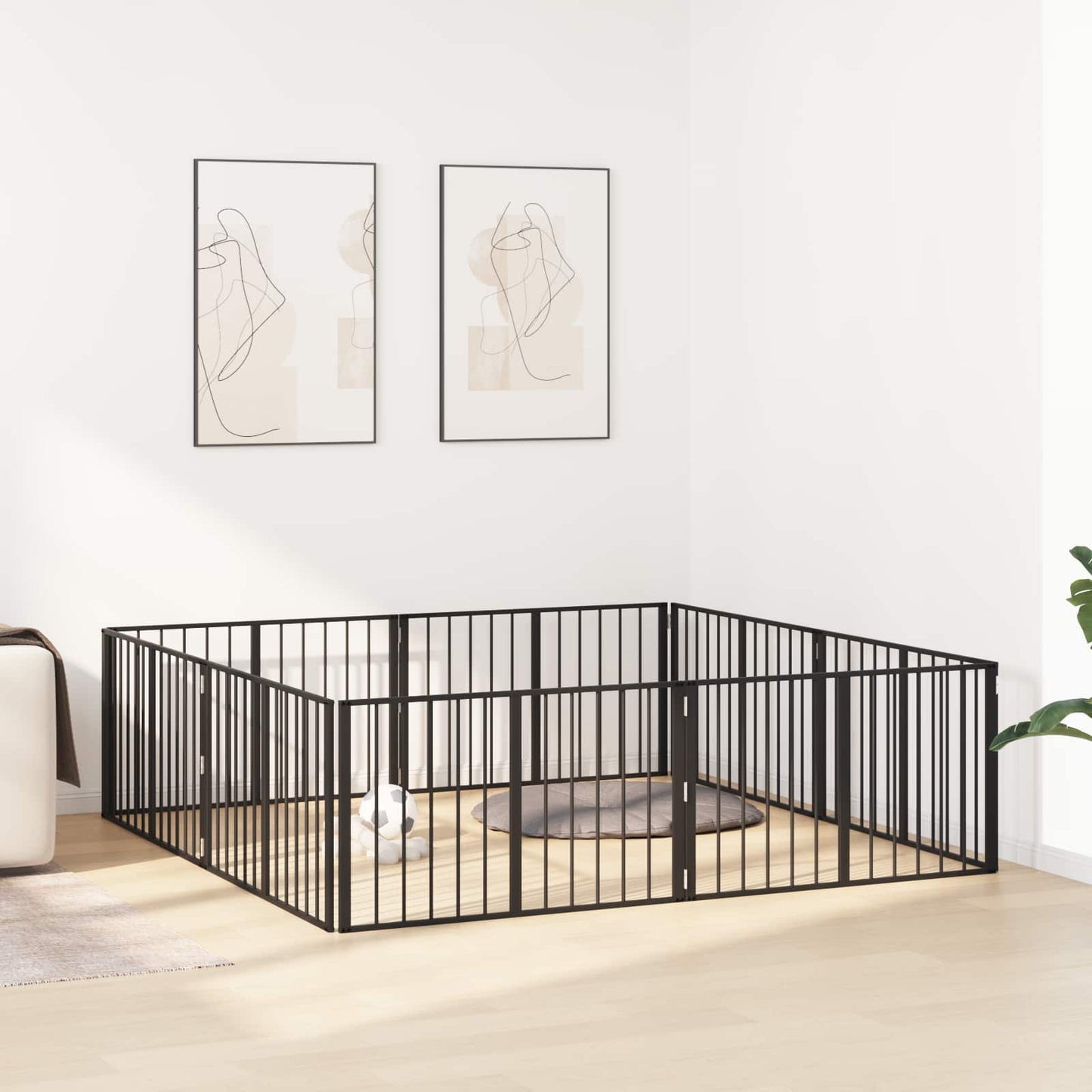 vidaXL Πόρτα Σκύλου 8 τμχ. Μαύρο 100 x 60 cm Επικαλυμμένος Χάλυβας