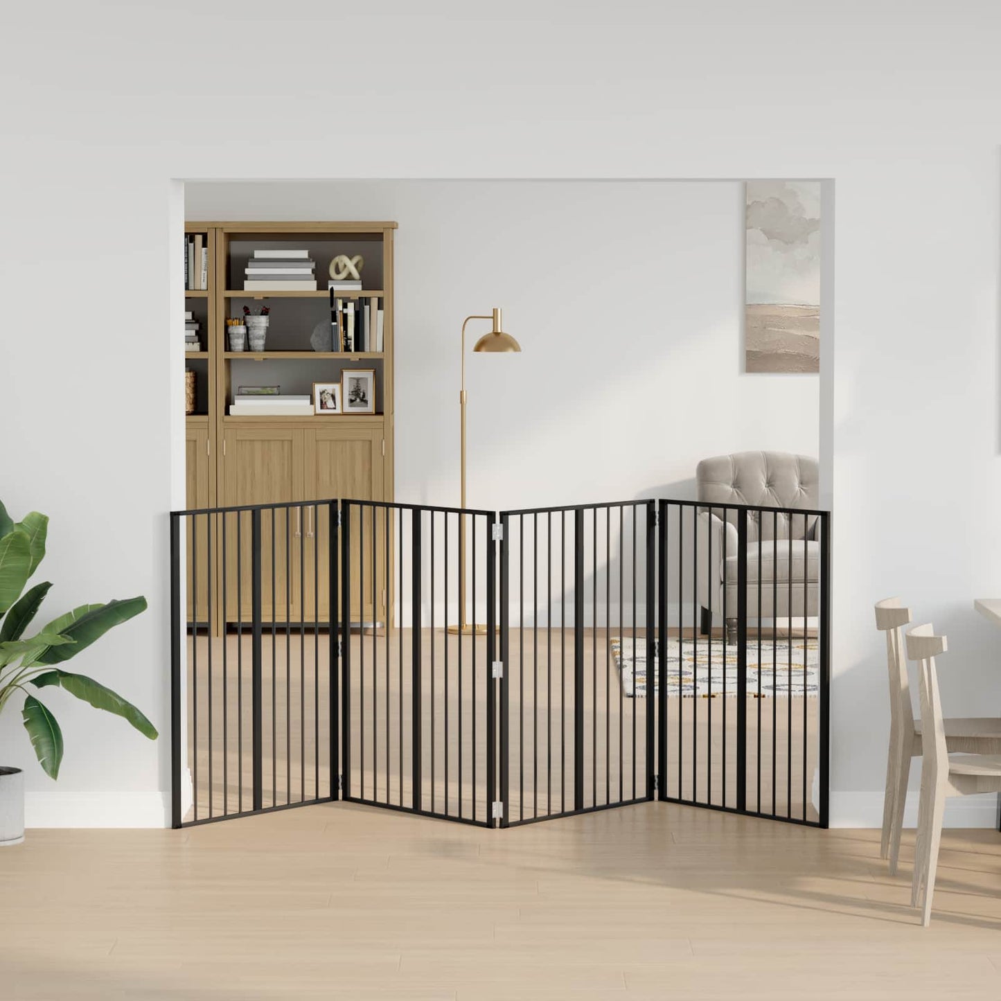 vidaXL Πόρτα Σκύλου 4 τμχ. Μαύρο 80 x 100 cm Γαλβανισμένος Χάλυβας