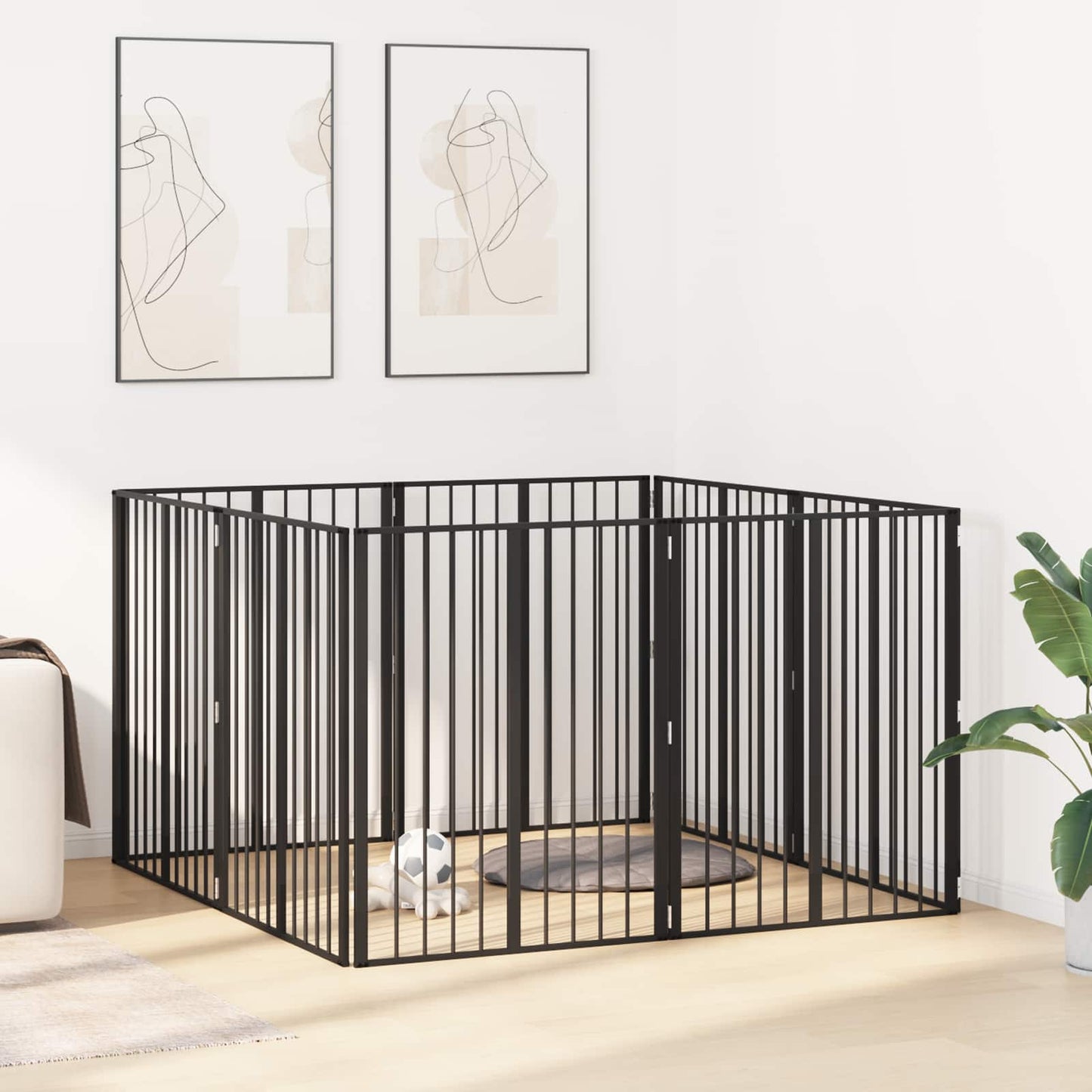vidaXL Πόρτα Σκύλου 8 τμχ. Μαύρο 80 x 100 cm Επικαλυμμένος Χάλυβας