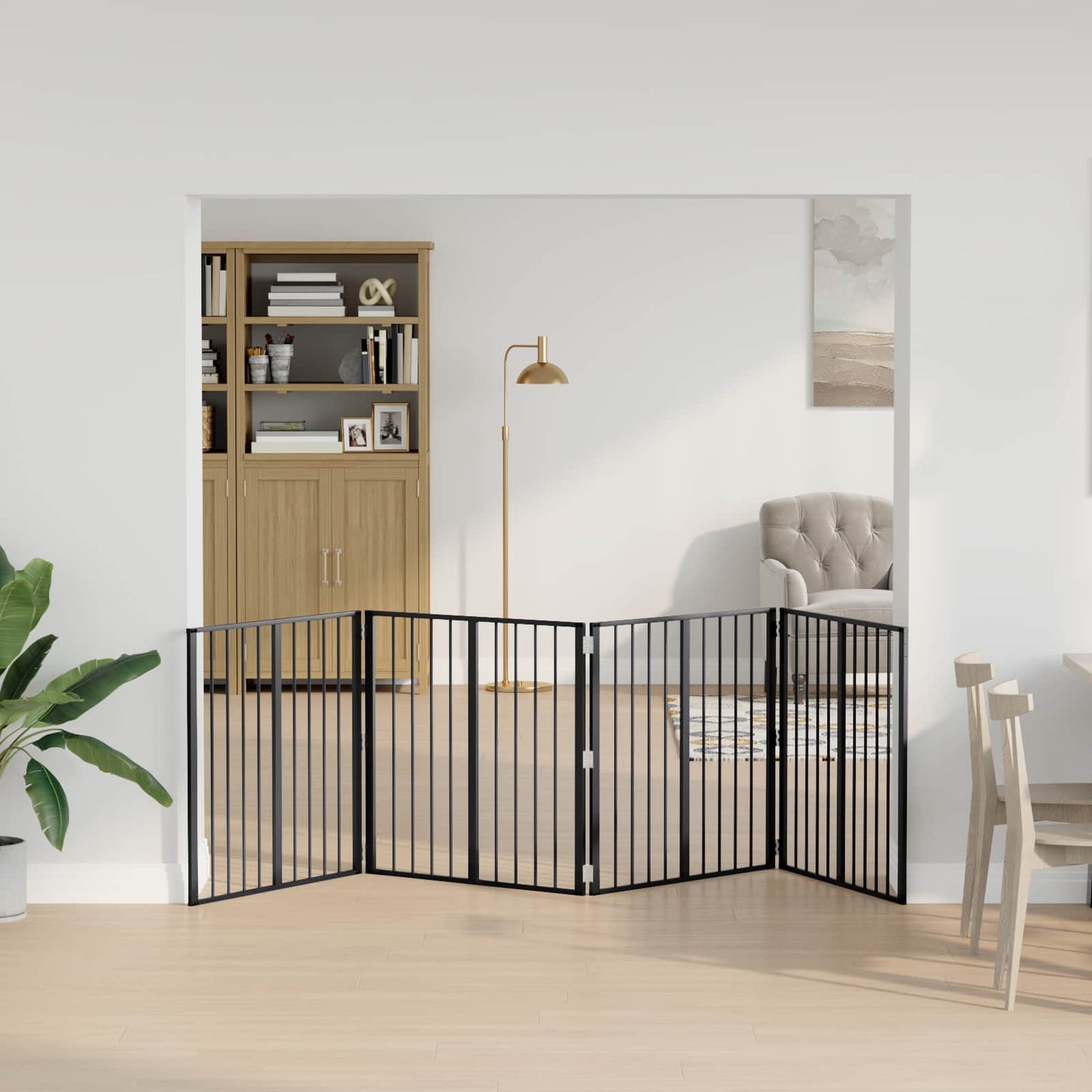vidaXL Πόρτα Σκύλου 4 τμχ. Μαύρο 80 x 80 cm Γαλβανισμένος Χάλυβας