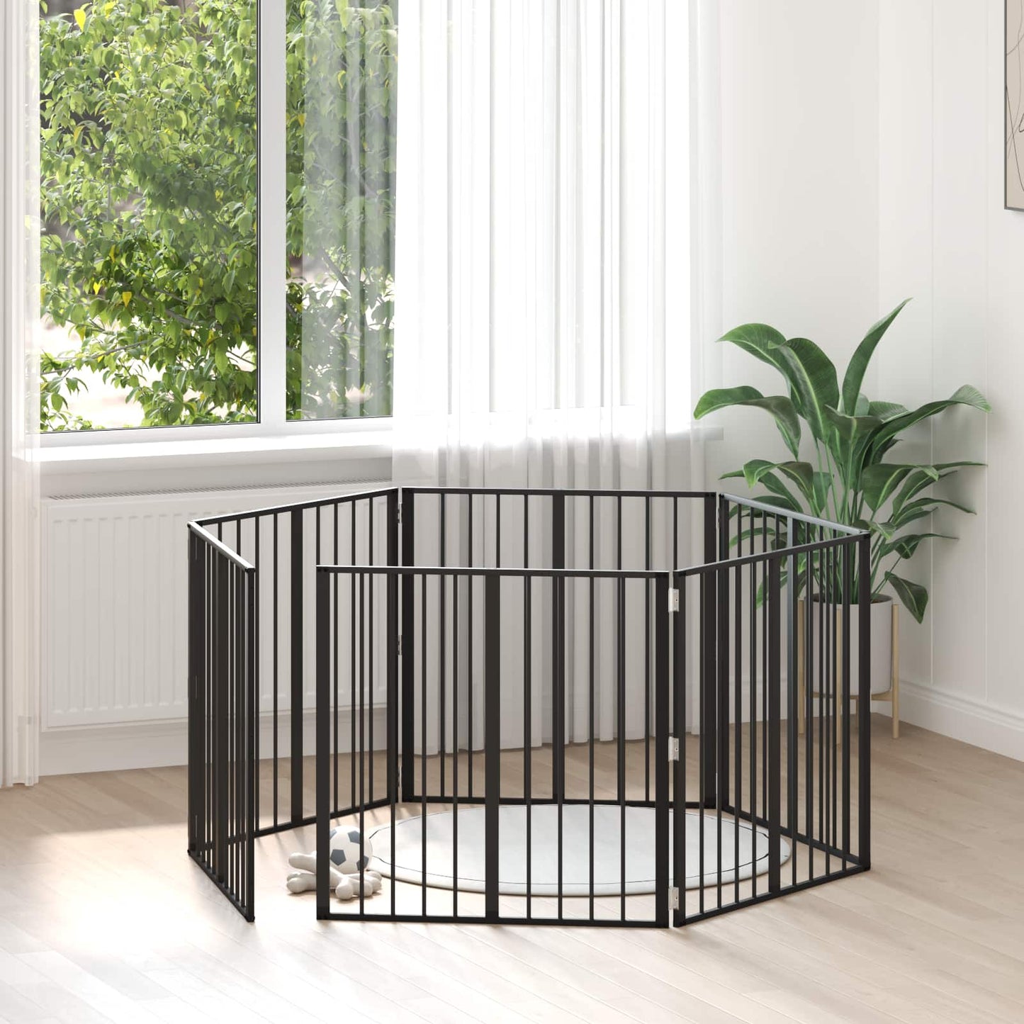 vidaXL Πόρτα Σκύλου 6 τμχ. Μαύρο 80 x 80 cm Επικαλυμμένος Χάλυβας
