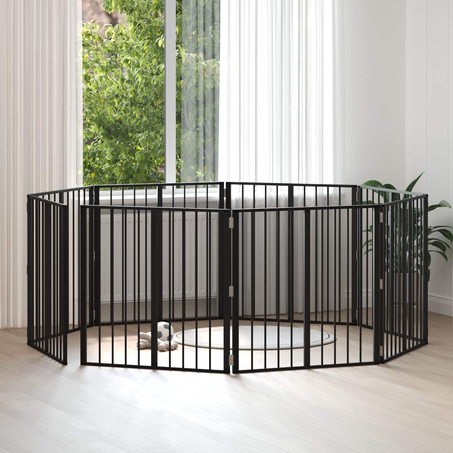 vidaXL Πόρτα Σκύλου 8 τμχ. Μαύρο 80 x 80 cm Επικαλυμμένος Χάλυβας