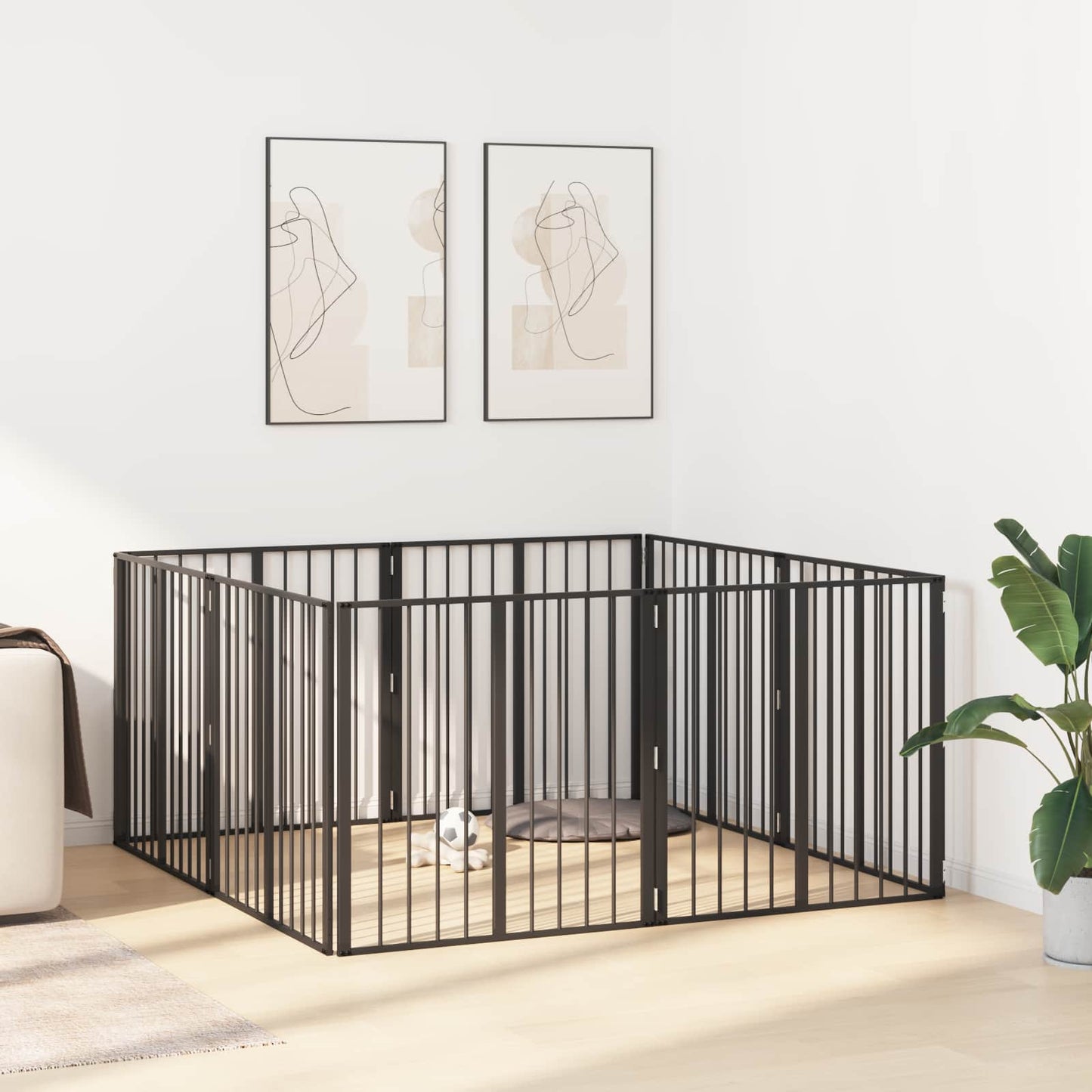 vidaXL Πόρτα Σκύλου 8 τμχ. Μαύρο 80 x 80 cm Επικαλυμμένος Χάλυβας