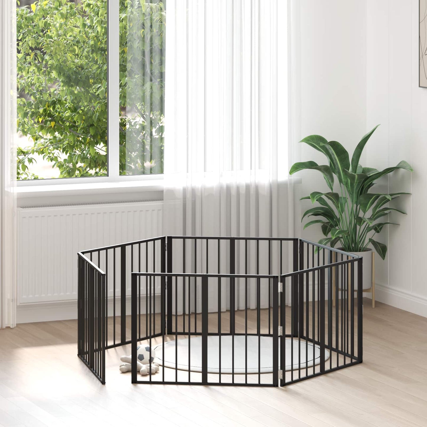 vidaXL Πόρτα Σκύλου 6 τμχ. Μαύρο 80 x 60 cm Επικαλυμμένος Χάλυβας