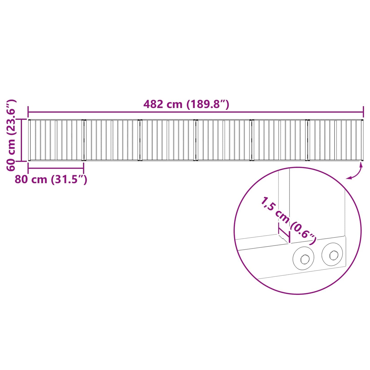 vidaXL Πόρτα Σκύλου 6 τμχ. Μαύρο 80 x 60 cm Επικαλυμμένος Χάλυβας
