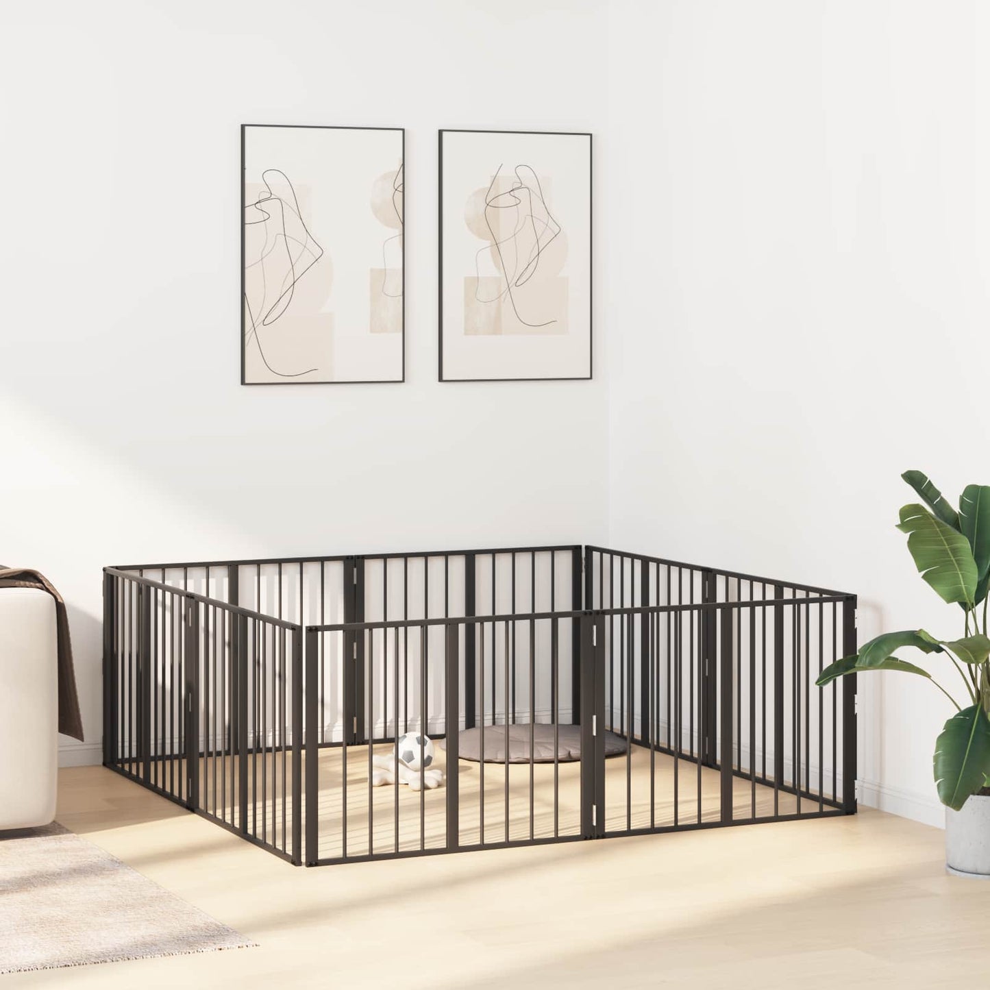 vidaXL Πόρτα Σκύλου 8 τμχ. Μαύρο 80 x 60 cm Επικαλυμμένος Χάλυβας