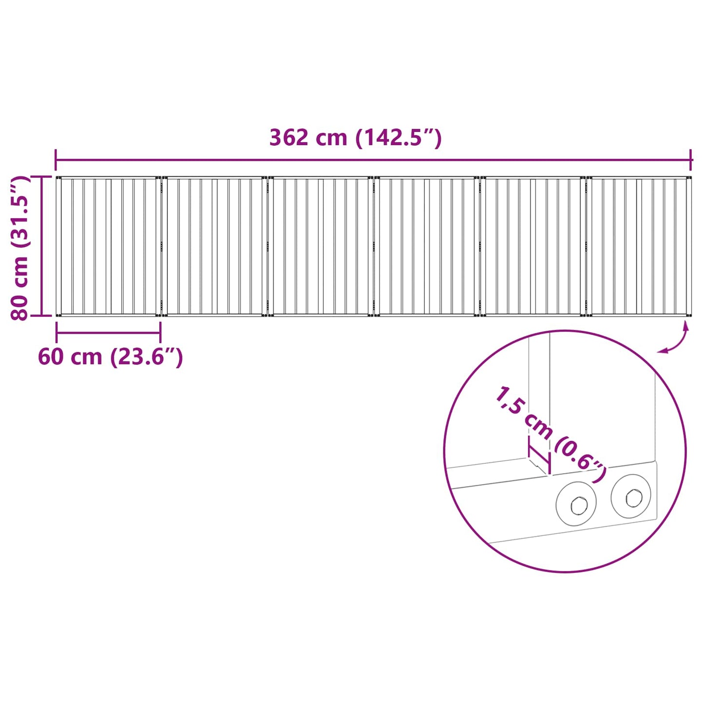 vidaXL Πόρτα Σκύλου 6 τμχ. Μαύρο 60 x 80 cm Επικαλυμμένος Χάλυβας