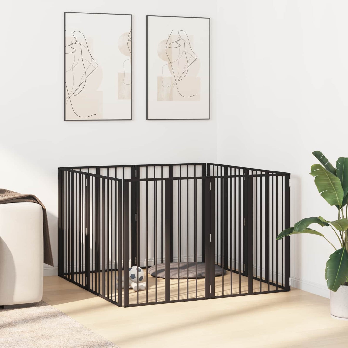 vidaXL Πόρτα Σκύλου 8 τμχ. Μαύρο 60 x 80 cm Επικαλυμμένος Χάλυβας