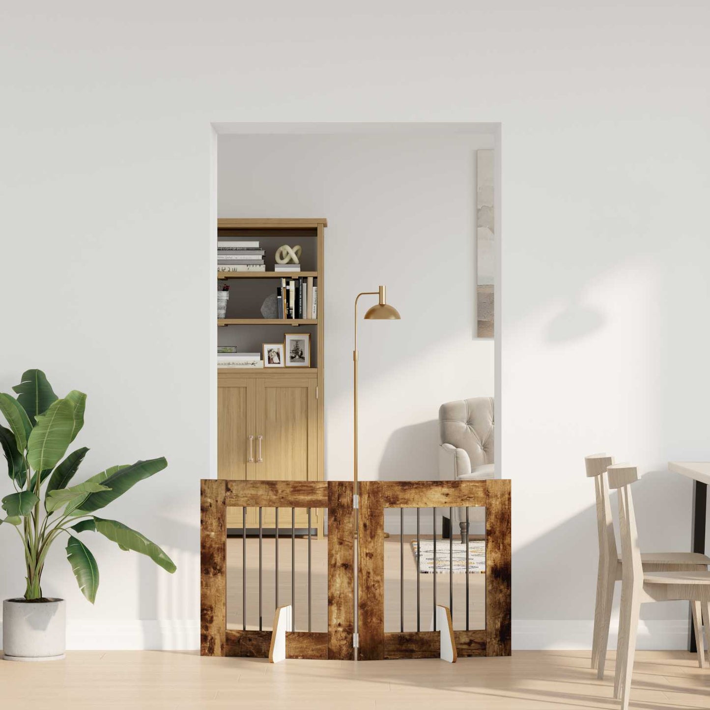 vidaXL Στερεωμένη γυαλιστερή πύλη για σκύλους 2 τμχ. 120,5 cm