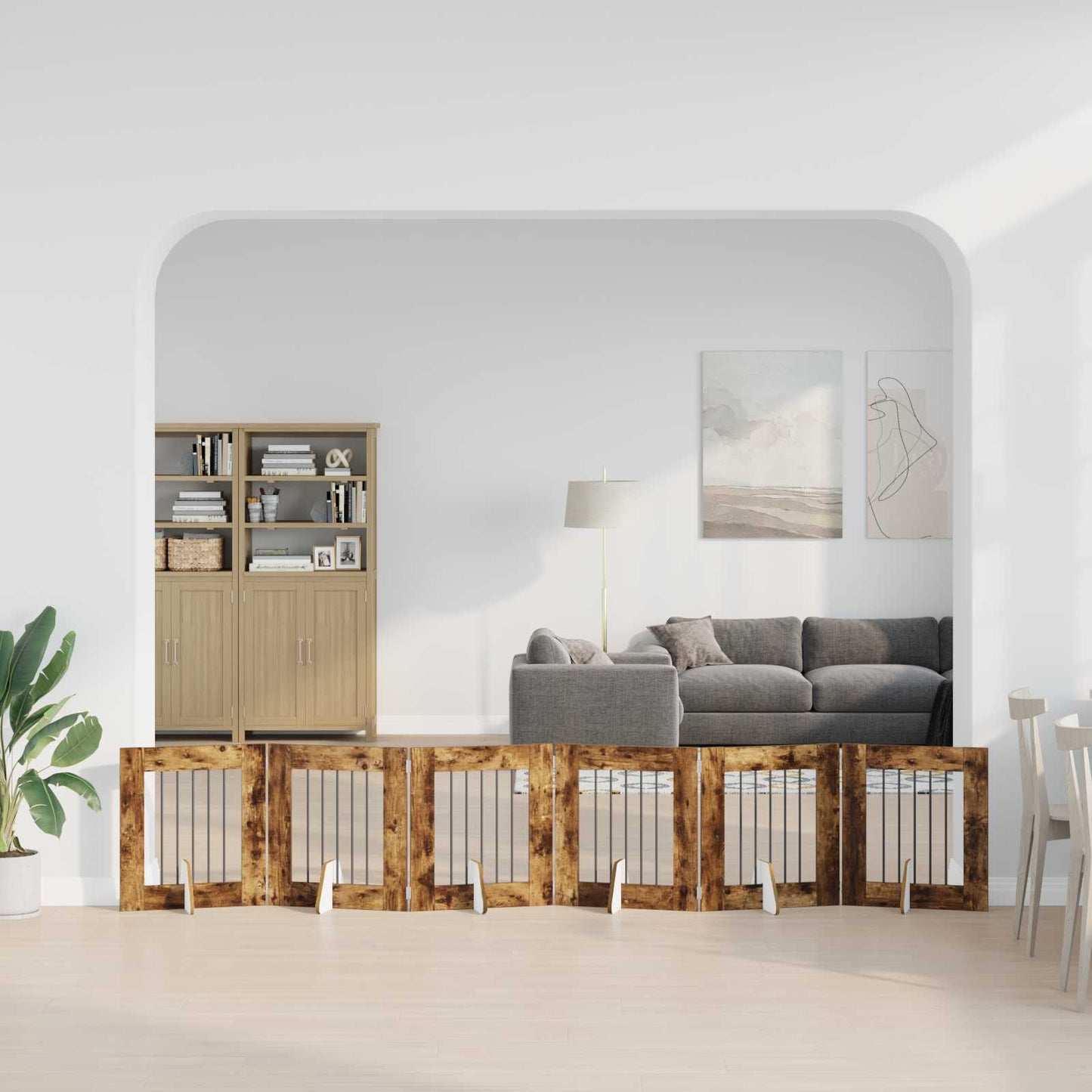 vidaXL Στερεωμένη γυαλιστερή πύλη για σκύλους 6 τμχ. 362 εκ