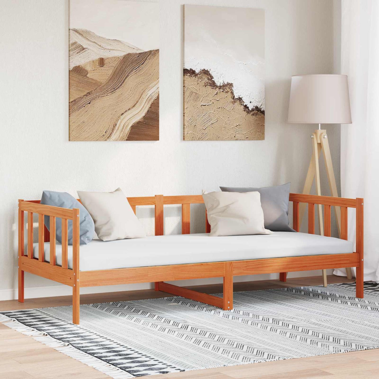 vidaXL Σκελετός Κρεβατιού Κερωτό καφέ 90 x 190 cm Στερεά ξυλεία πεύκου