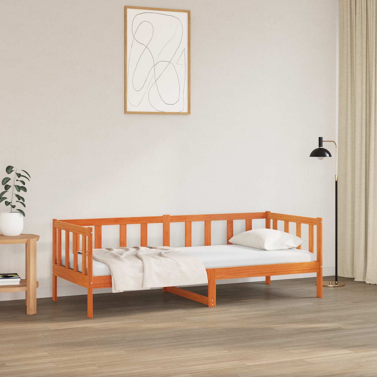 vidaXL Σκελετός Κρεβατιού Κερωτό καφέ 80 x 200 cm Στερεά ξυλεία πεύκου
