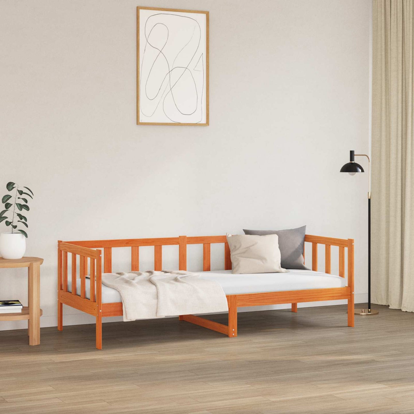 vidaXL Σκελετός Κρεβατιού Κερωτό καφέ 80 x 200 cm Στερεά ξυλεία πεύκου