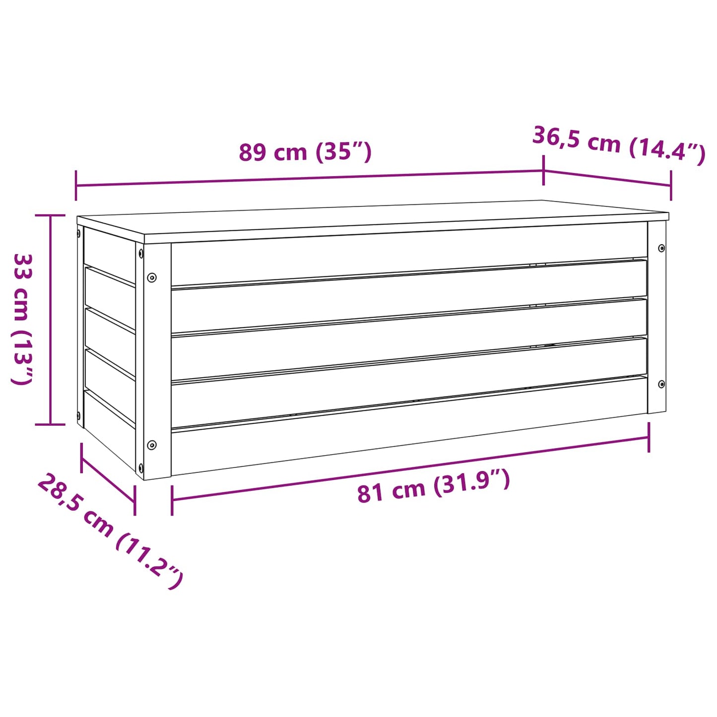 vidaXL Κουτί αποθήκευσης με αποθήκευση Κερωτό καφέ 89 x 36,5 x 33 cm