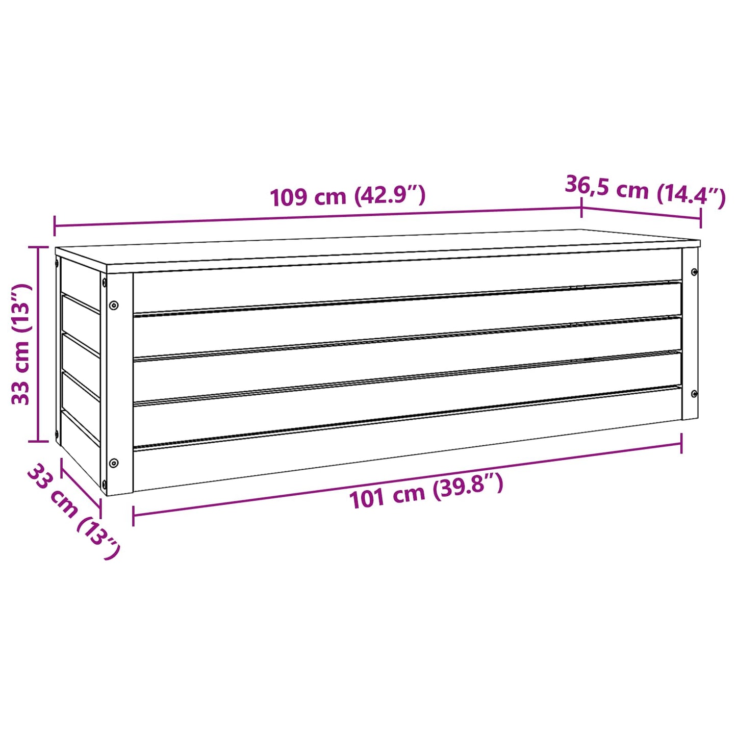 vidaXL Κουτί αποθήκευσης με αποθήκευση Κερωτό καφέ 109 x 36,5 x 33 cm