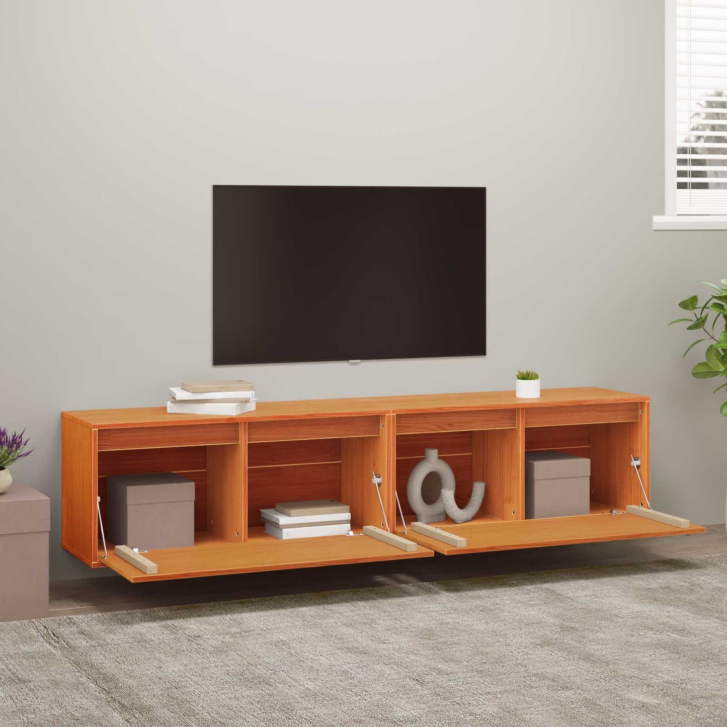 vidaXL Ντουλάπα Τοίχου με ράφι 2 pcs Κερωτό καφέ 80 x 30 x 35 cm