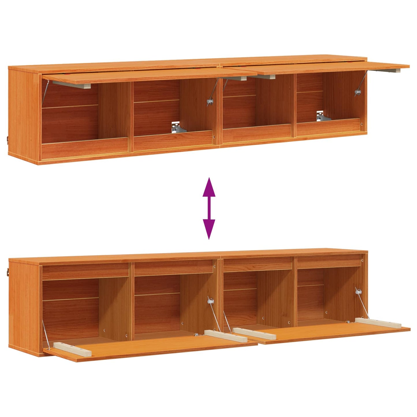 vidaXL Ντουλάπα Τοίχου με ράφι 2 pcs Κερωτό καφέ 80 x 30 x 35 cm