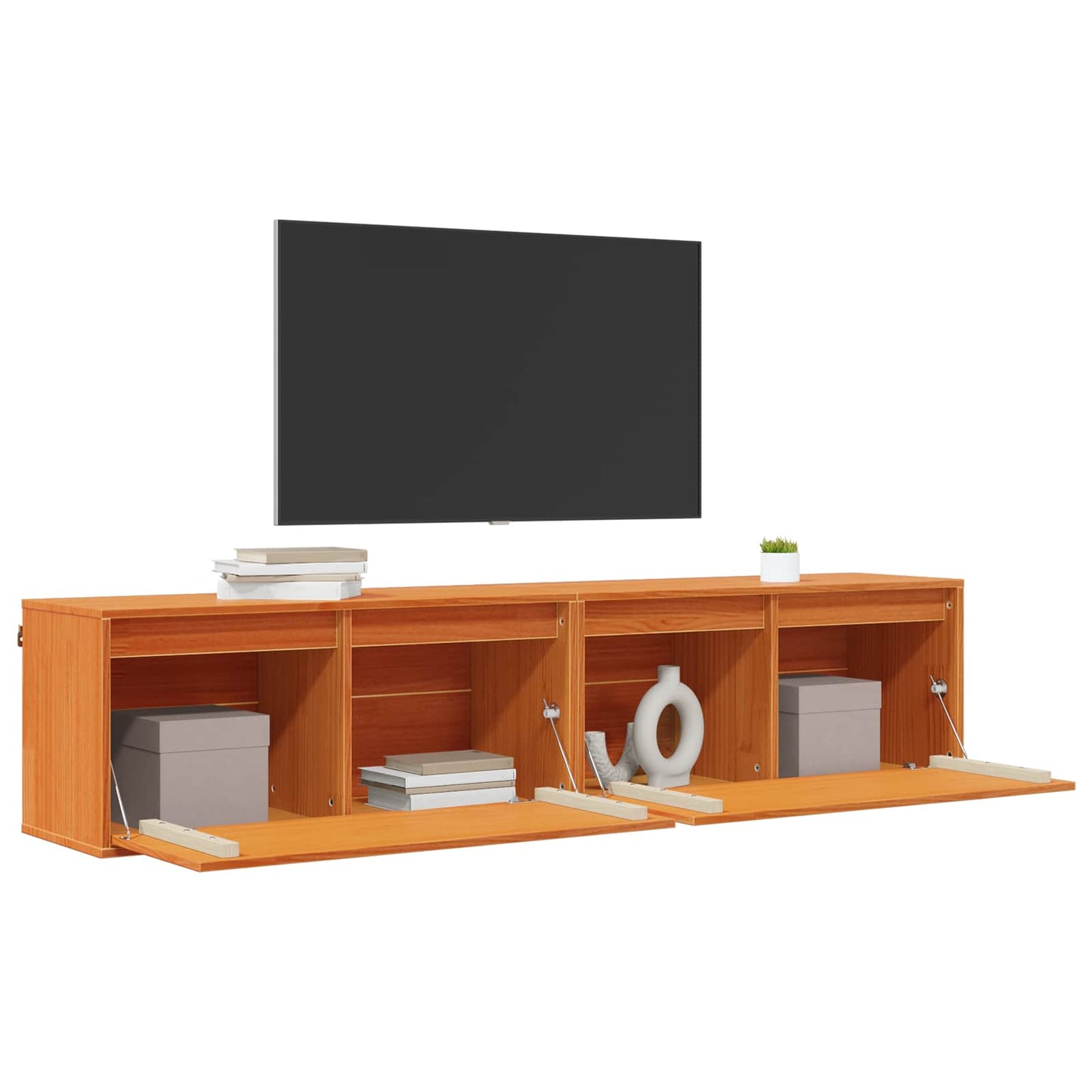 vidaXL Ντουλάπα Τοίχου με ράφι 2 pcs Κερωτό καφέ 80 x 30 x 35 cm